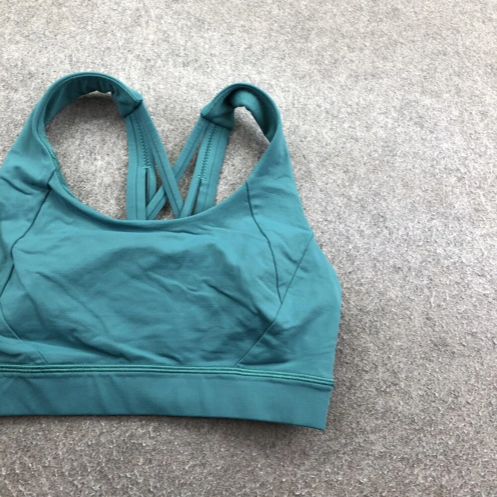 Lululemon Sports Bra Womens 4 Green Free To Be Wild Strappy Crossback Yoga Gym - Picture 3 of 10